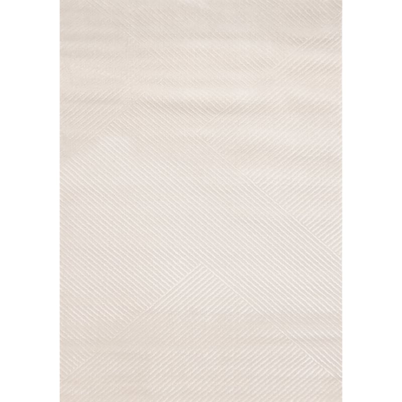 Textured Cream Triangular Lines Rug, 5'3" x 7'7"