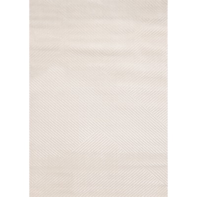 Textured Cream Triangular Lines Rug, 5'3" x 7'7"