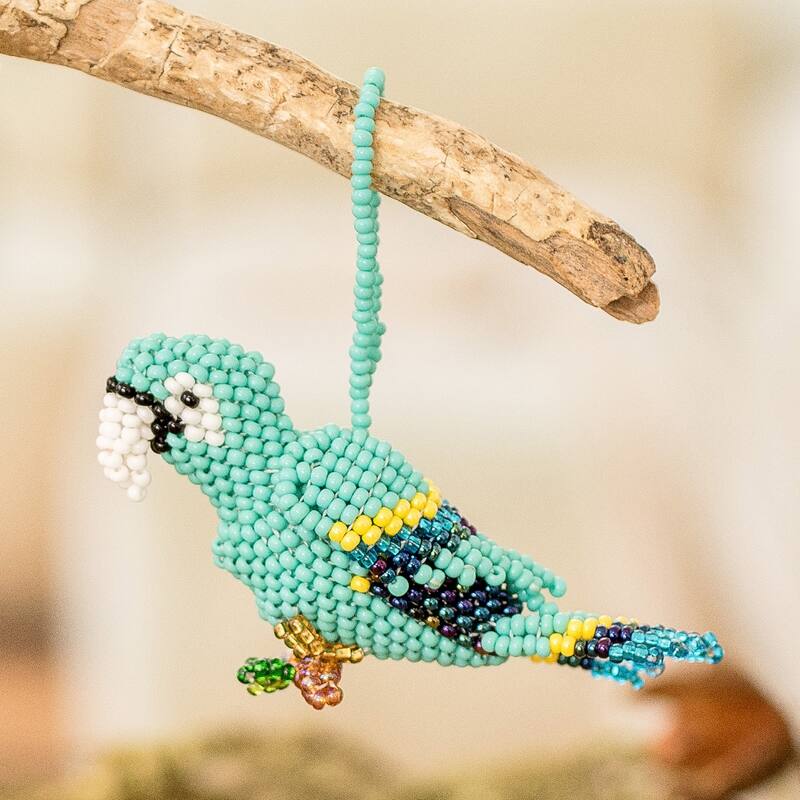 Novica Handmade Marvelous Macaw Glass Beaded Ornament