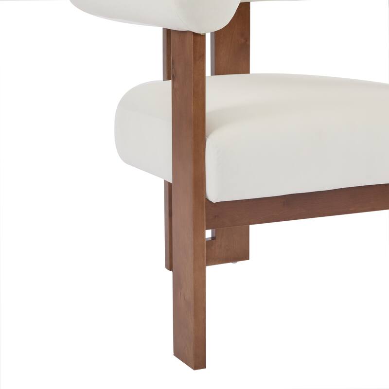 Roomfitters Modern Upholstered Round Arm Accent Chair with Wood Frame,