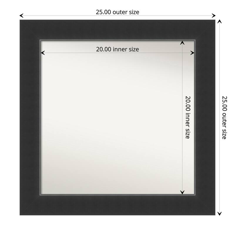 Corvino Black Framed Non-Beveled Custom Wall Mirror, Bathroom Vanity Mirror - Outer Size: 25 x 25