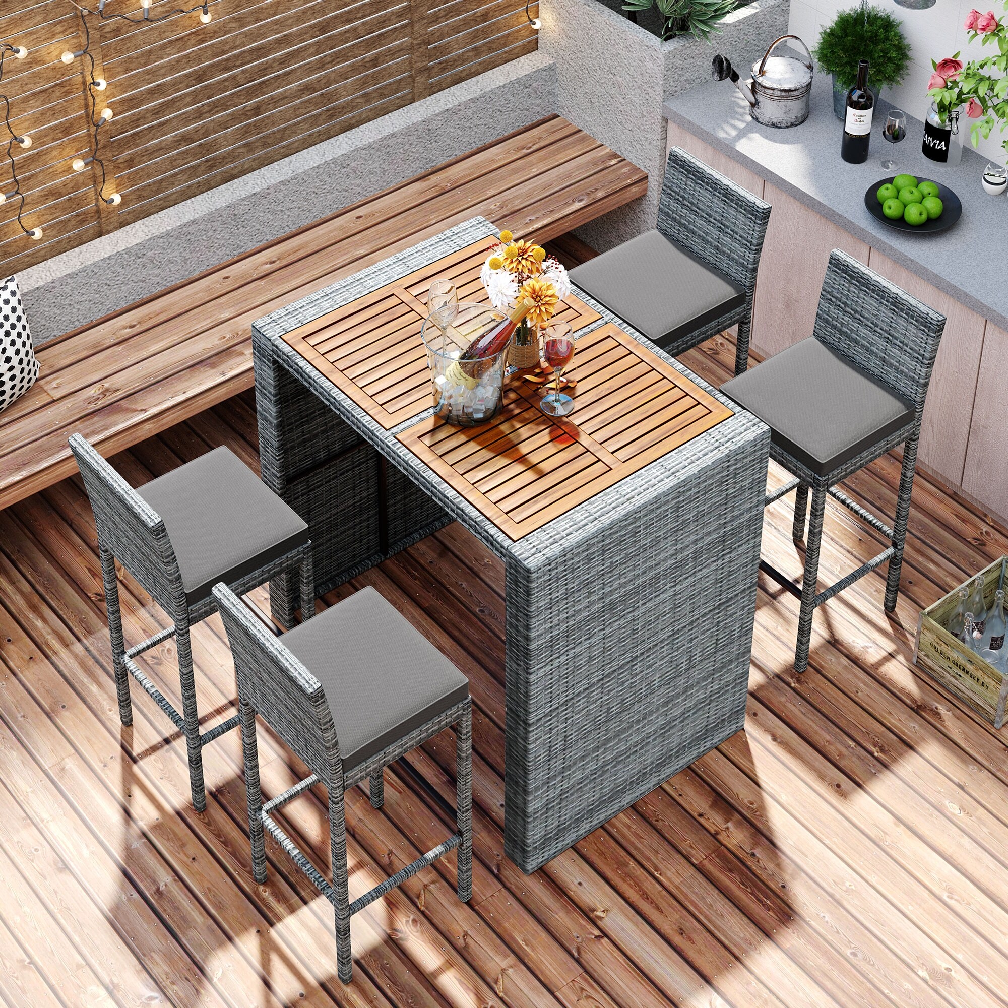 Grey wicker bar best sale