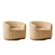 preview thumbnail 21 of 30, Gema Modern 360°Swivel Chenille Ergonomic U-shape Armchair with Solid Wood Legs Set of 2 by HULALA HOME