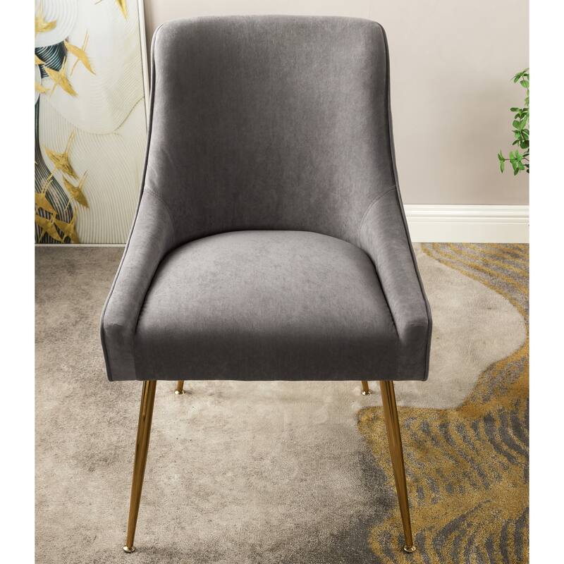 Mid Century Velvet Upholstered Dining Chair - Grey