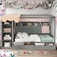 preview thumbnail 2 of 7, Full size House Bed with Two Drawers and Built-in Wardrobe for Home