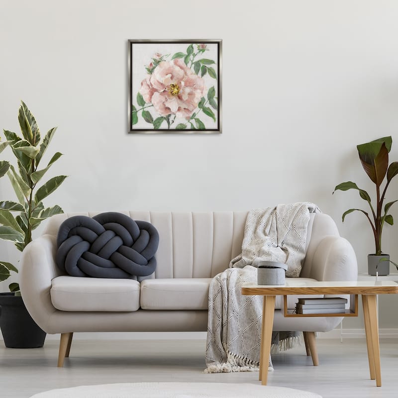 Stupell Traditional Single Pink Blossom Framed Floater Canvas Wall Art Design By Sally Swatland