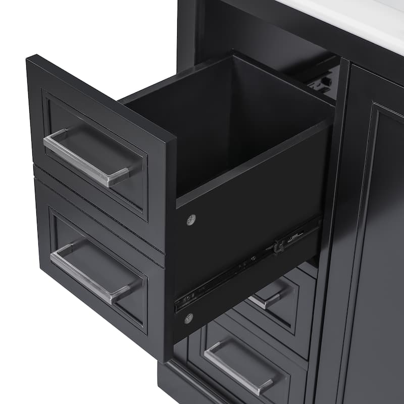 36" Modern Bathroom Vanity with Ceramic Sink, Soft-Close Door, Adjustable Shelf & 3 Drawers, Ample Storage