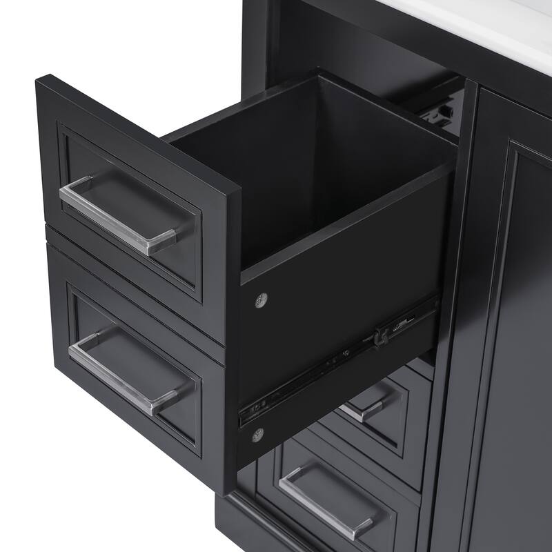 Roomfitters 36" Modern Bathroom Vanity with Ceramic Sink, Soft-Close Door, Adjustable Shelf & 3 Drawers