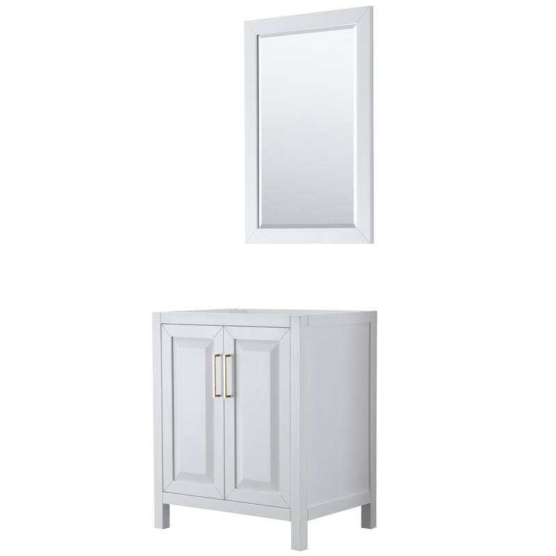 Wyndham Collection Daria 29" Single Free Standing Vanity Cabinet - - White / Brushed Gold Hardware