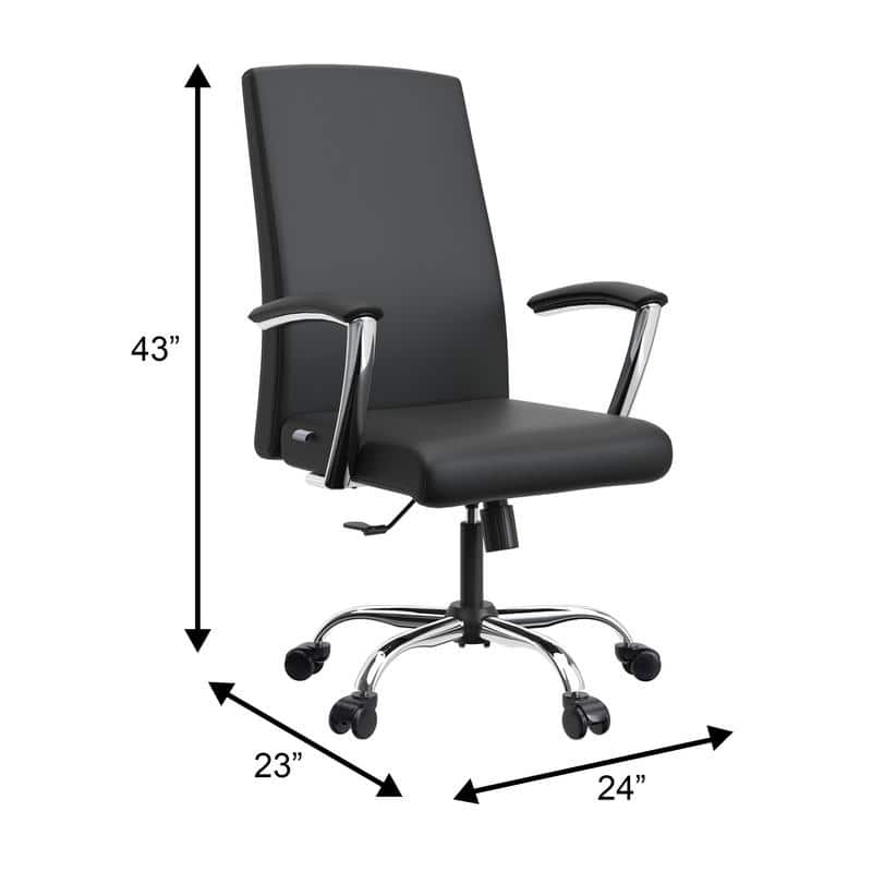 Evander Ergonomic Leather Office Desk Chair with Aluminum Frame, Foam Cushion, Fixed Armrests, 360° Swivel & Quick Assembly