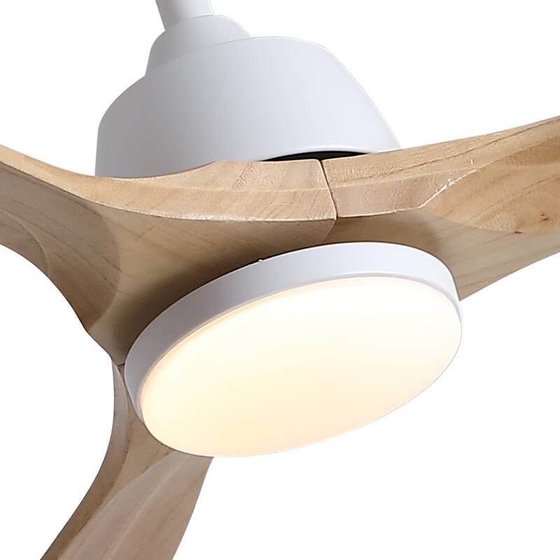 YUHAO 52 in. Indoor Matte Black Solid Wood Ceiling Fan with Integrated LED and Remote Control