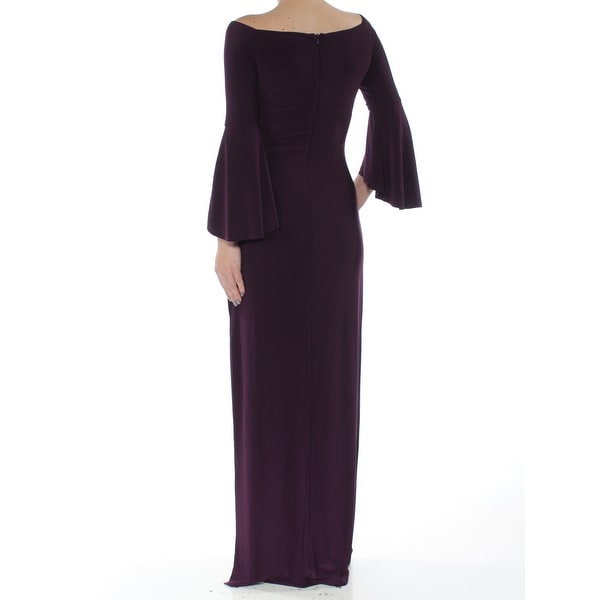 Womens Purple Jersey Gown Bell Sleeve 
