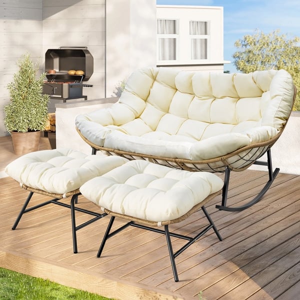 Papasan Chair Rattan Pod Chair In White PORKISS Papasan Rocking