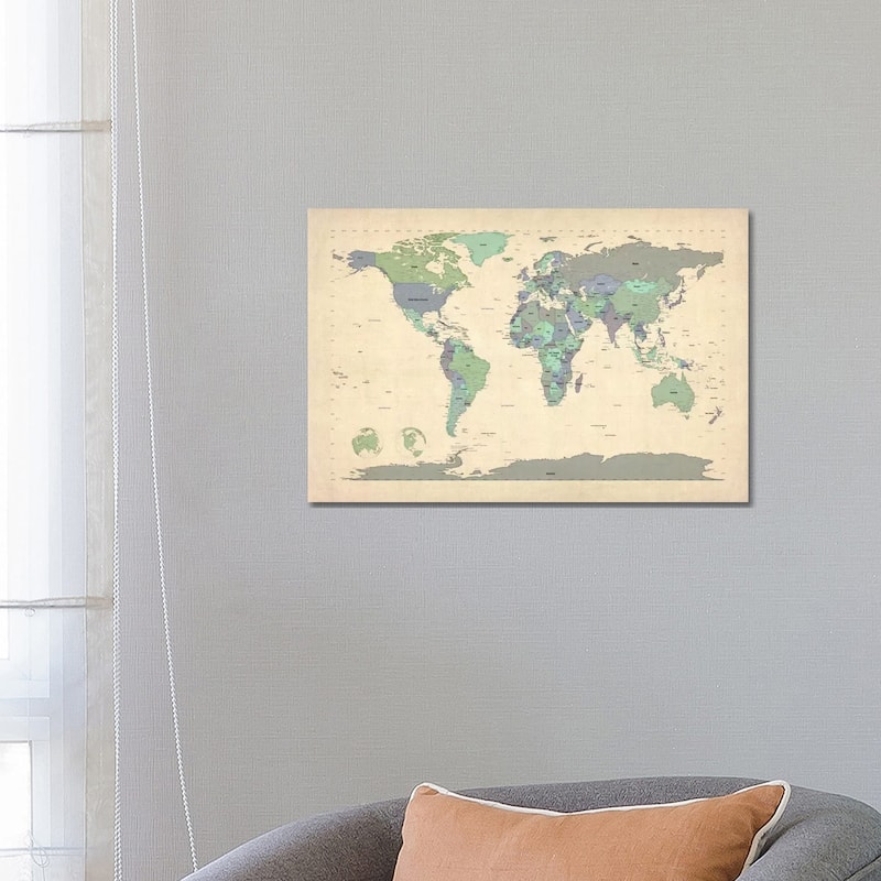 iCanvas "Map of The World VI" by Michael Tompsett Canvas Print - 18x26x1.5