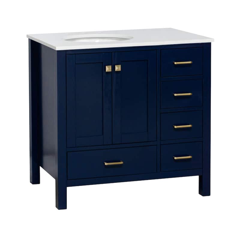 KitchenBathCollection Horizon 36" Bathroom Vanity with Engineered White Top