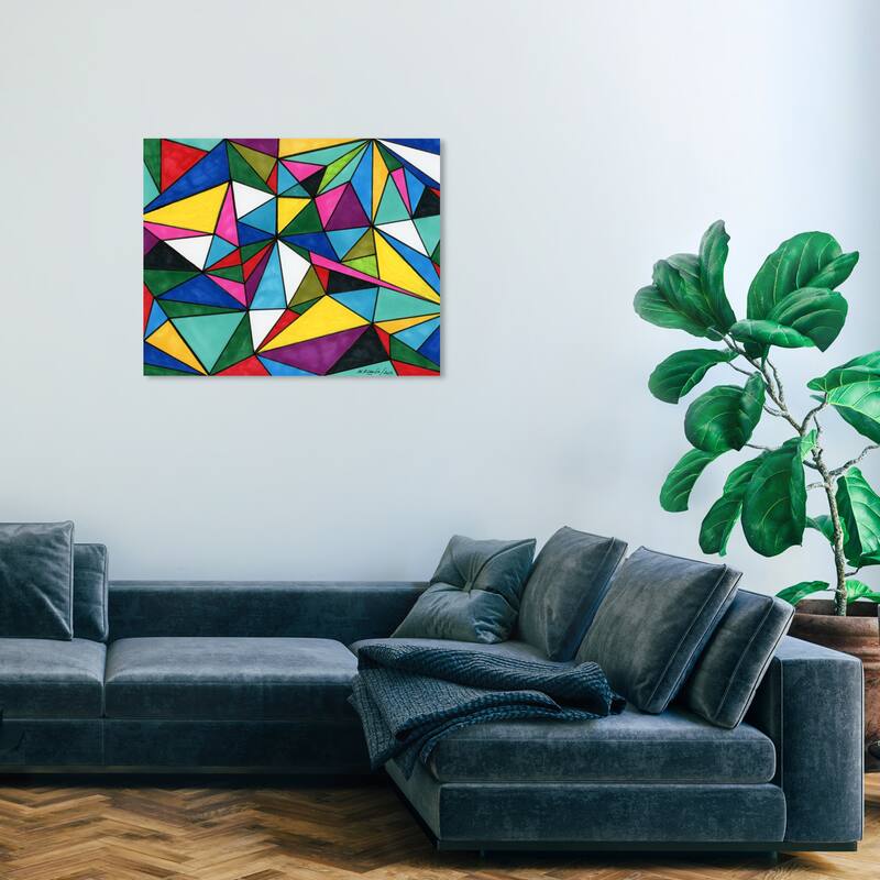 Wynwood Studio Abstract Manuel Roman -Dimentions Blue and Dark Green Modern & Contemporary Wall Art Canvas Print - 30 x 36