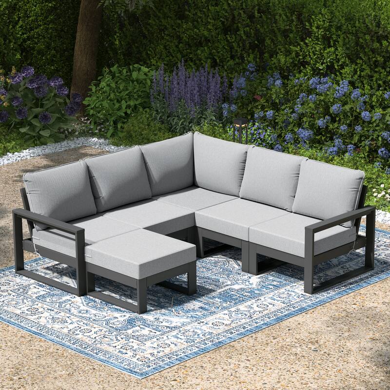 Endless Patio 6-Piece Deep Seating Set with Ottoman with Gray Frame