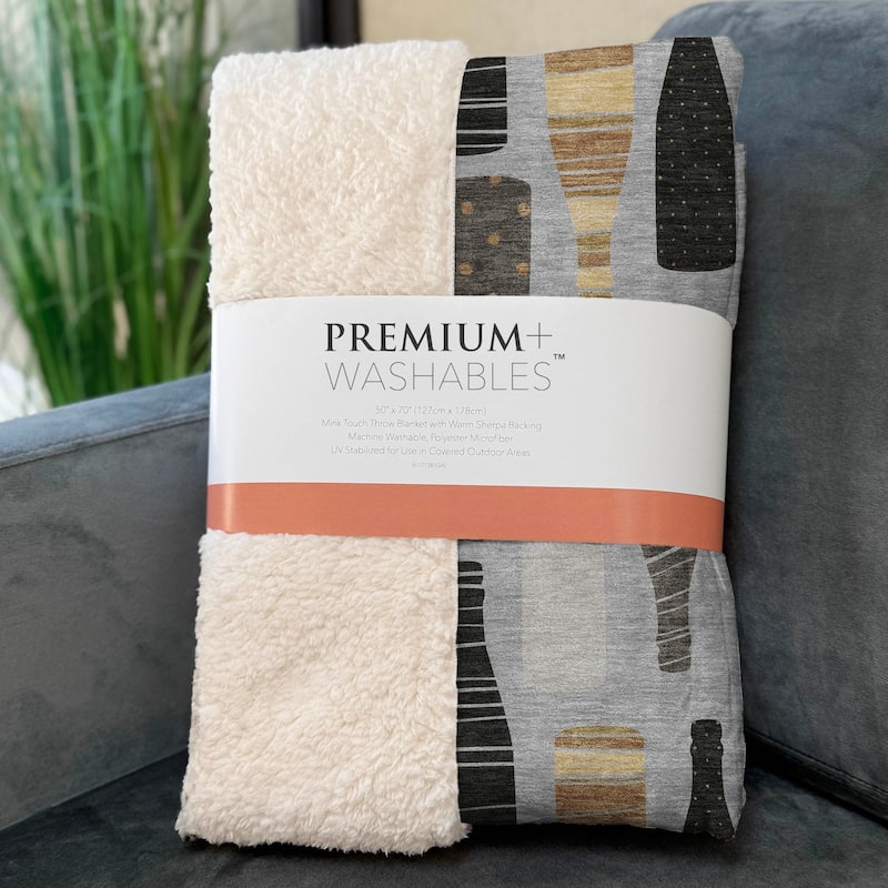 Premium Machine Washable ASB167 Wine Bottle Sherpa Throw Blanket
