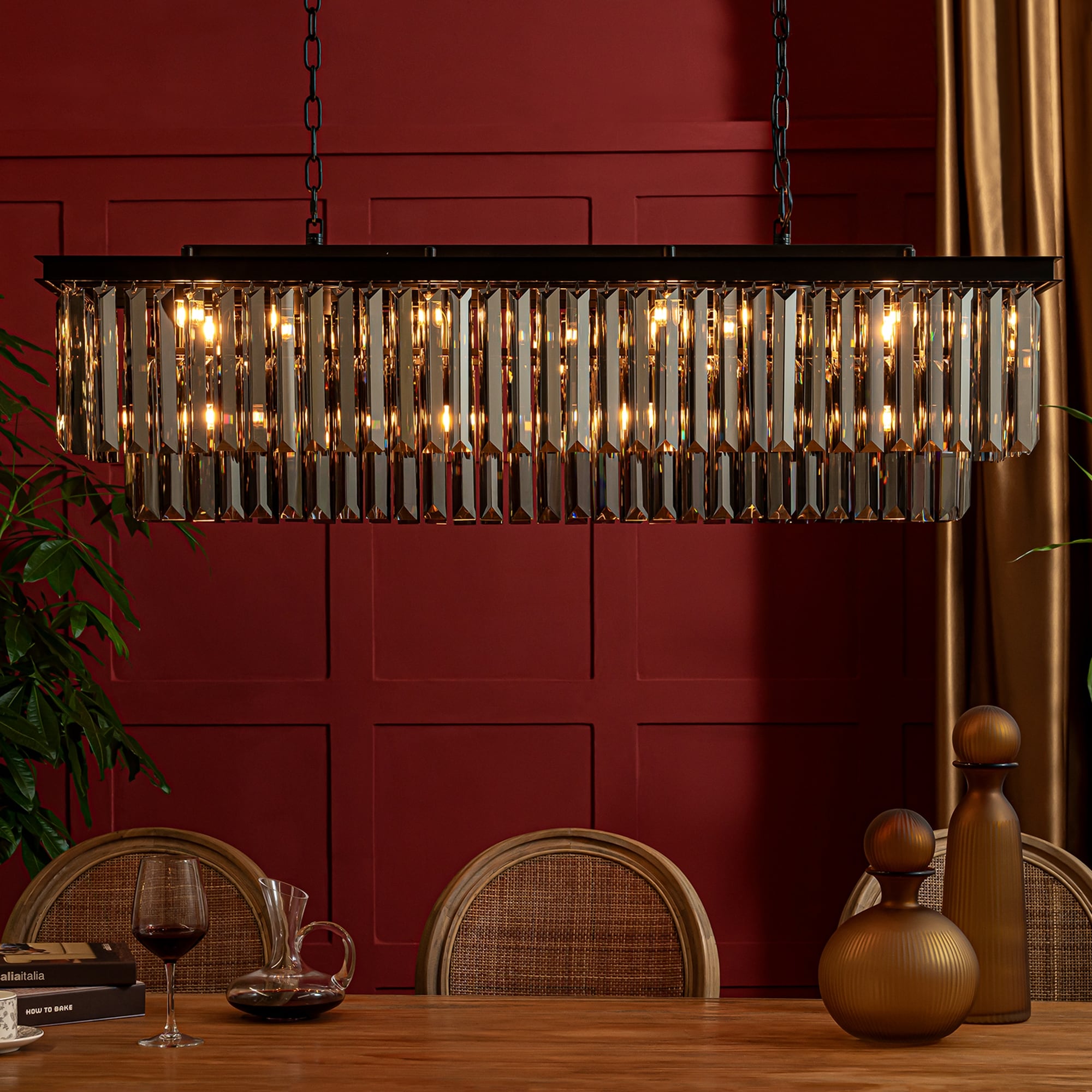 12-Light Glam Fringe Crystal Chandelier for Dining Room