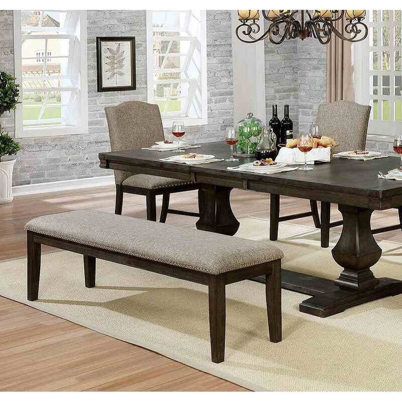 Transitional Espresso Finish Dining Set Table and Chairs - 6-Piece Sets