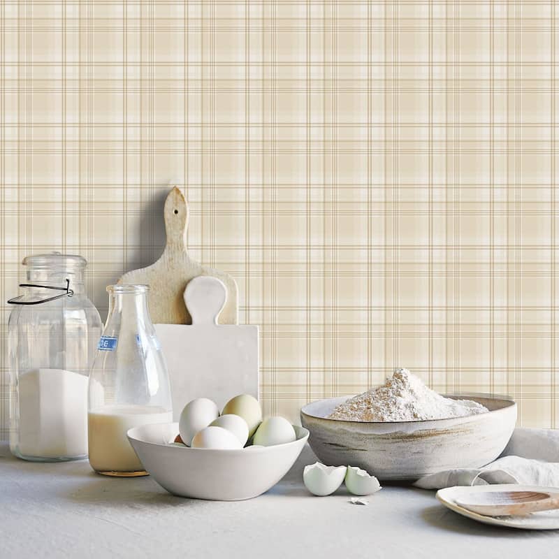 Galerie Wallcoverings Kitchen Recipes Traditional Plaid Design Vinyl on Non-woven Matte Wallpaper Roll