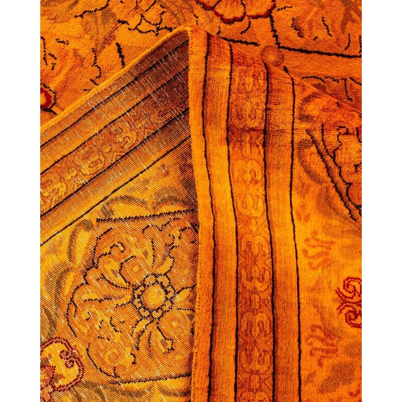 Overton Hand Knotted Wool Vintage Inspired Modern Contemporary Overdyed Orange Area Rug - 8' 0" x 10' 5"