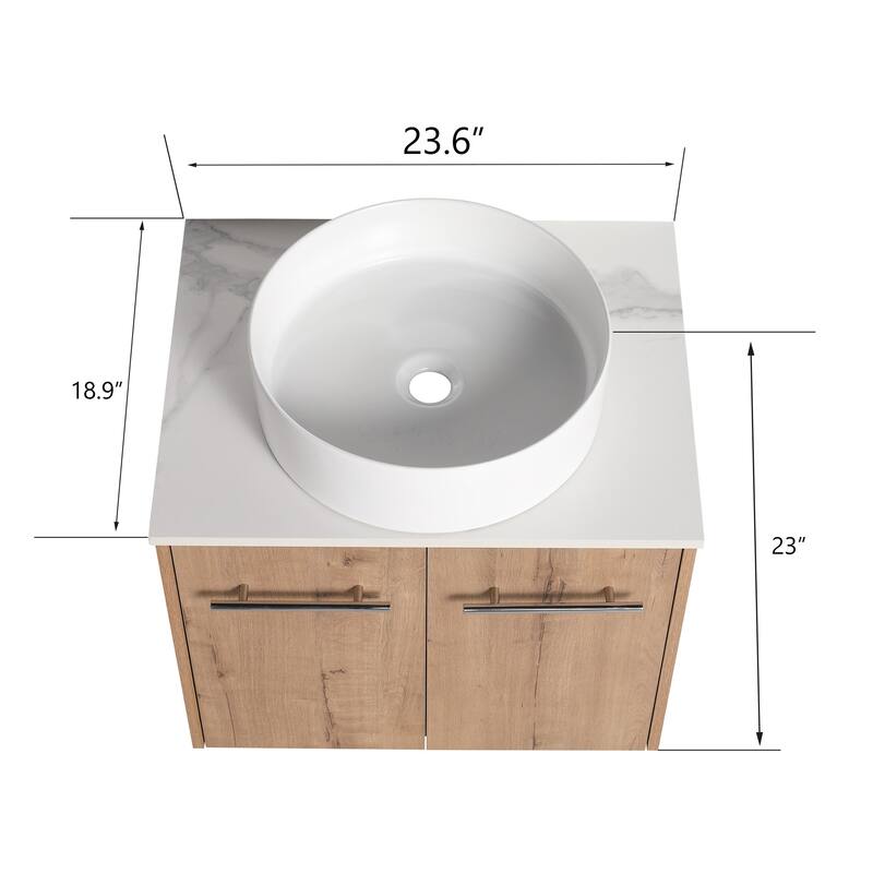 Beingnext 24"/30" Single Bathroom Vanity with Sink, Floating Bathroom Vanity with 2 Soft Close Doors