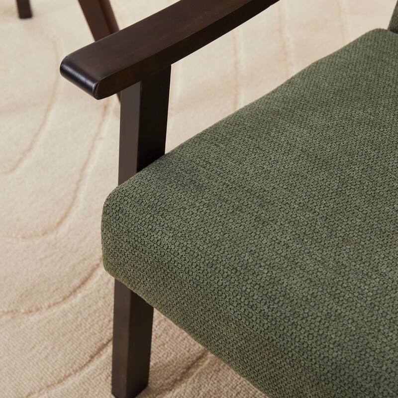 Anmytek Medieval Modern High Back Upholstered Armchair Solid Wood Legs Living Room Bedroom Leisure Reading Chair