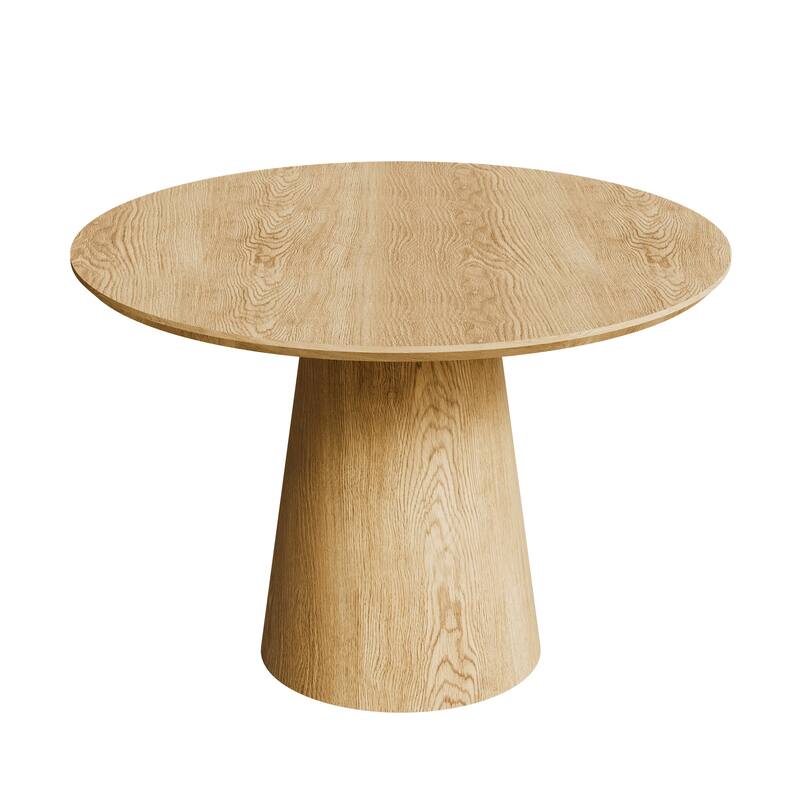 43 Inches Round Dining Table for 4 People, with Wooden Pedestal Base, Modern Dinner Table for Dining Room, Kitchen