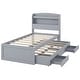preview thumbnail 3 of 15, Twin XL Platform Bed with Storage, LED Headboard, Charging Station, Trundle and Drawers