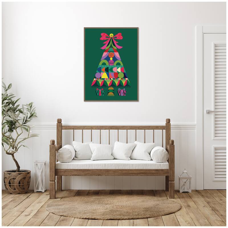 Kate and Laurel Framed Canvas Geometric Christmas Tree by Rachel Lee