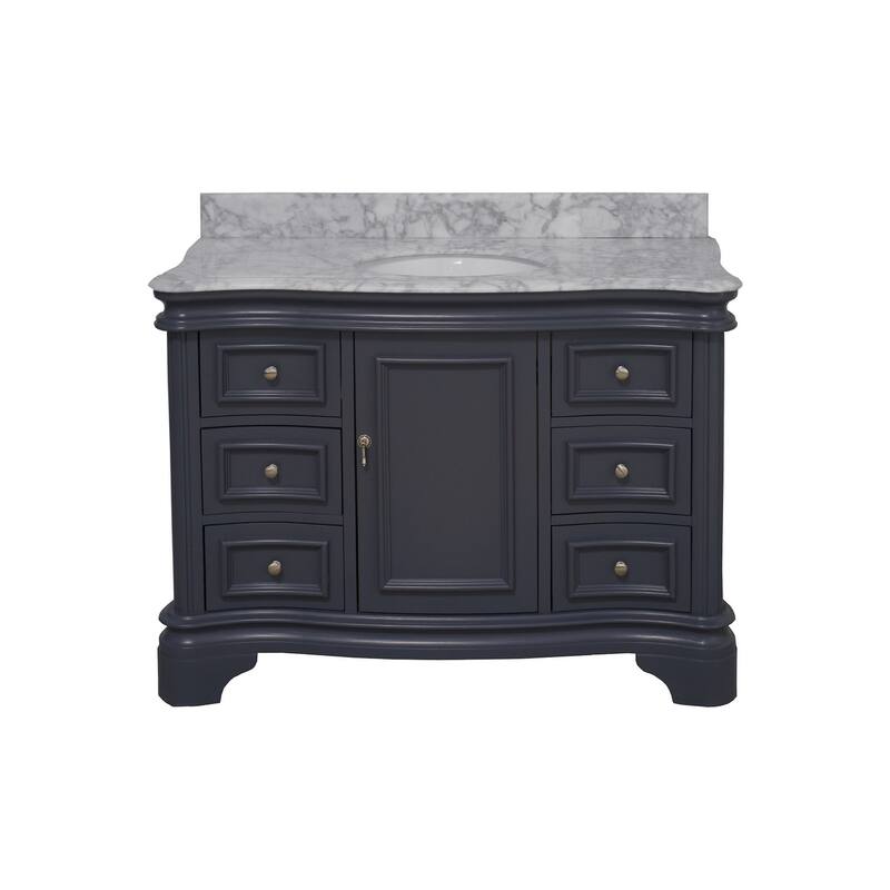 KitchenBathCollection Katherine 48" Bathroom Vanity with Carrara Marble Top
