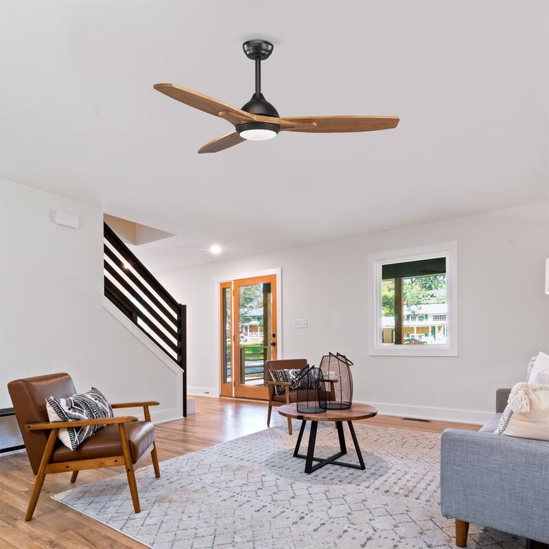 52 in. Indoor/Outdoor Brown Retro 5-Palm Leaf Shaped Blades Tropical Ceiling Fan without Light