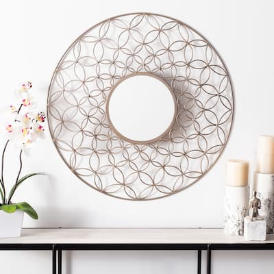 SAFAVIEH Trinda 32-inch Champagne Round Mirror - 31.5" W x 2" L x 31.5" H