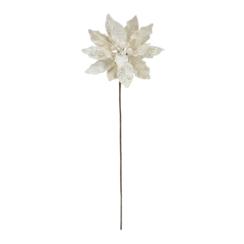 Set of 6 White Poinsettia Christmas Artificial Stems 30"