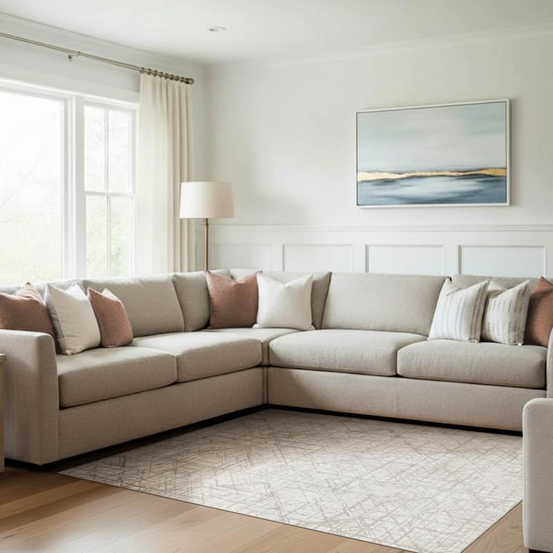 Wyatt & Ash Dream Mink Printed Chenille Rugs - Ivory - 7'10" x 10'