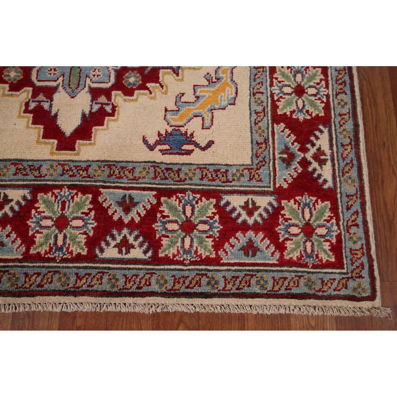 Geometric Kazak Oriental Foyer Area Rug Handmade Wool Carpet - 4'0" x 6'8"