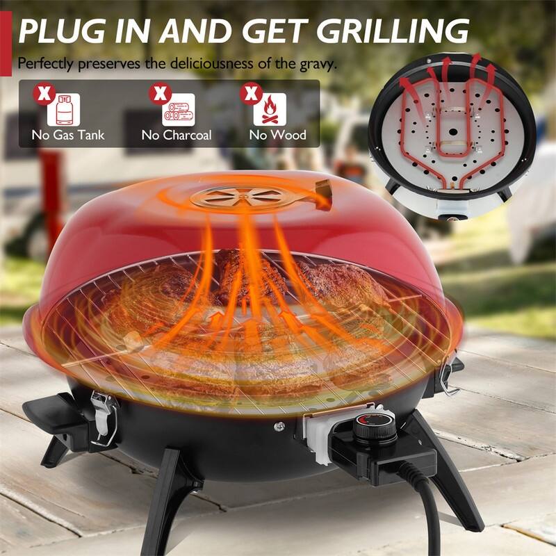 1600W Portable Double Layer Electric BBQ Grill