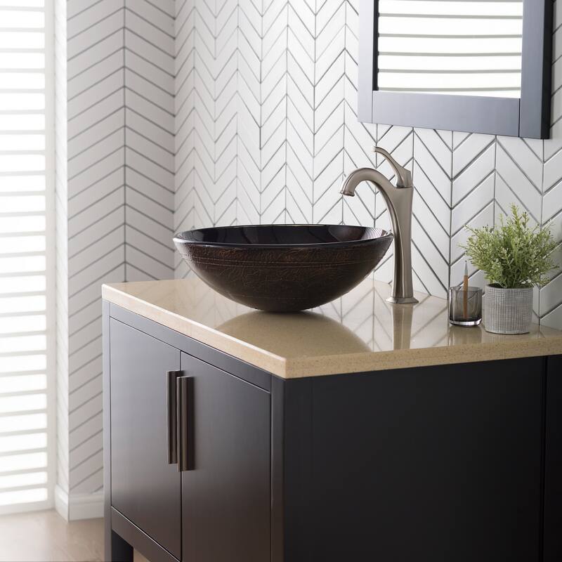 Kraus Arlo & Glass 16-1/2" Glass Vessel Bathroom Sink with 1.2 GPM