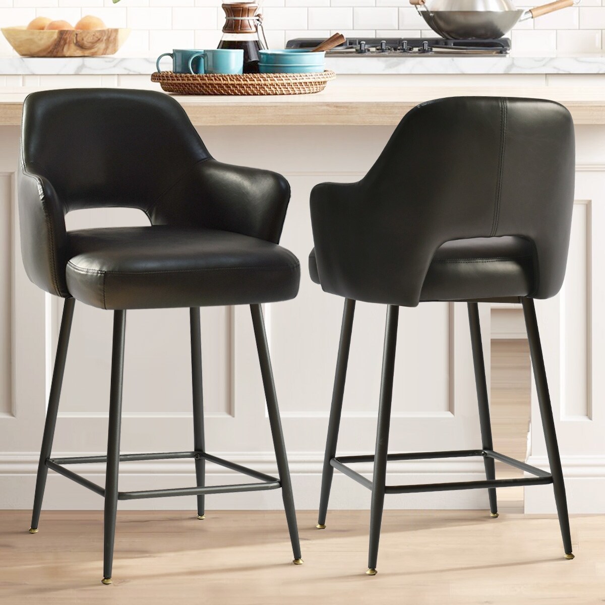 Faux leather 2025 counter height chairs