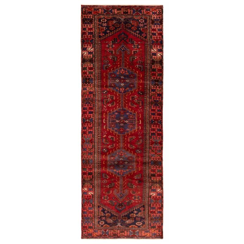 ECARPETGALLERY Hand-knotted Anadol Red Wool Rug - 3'8 x 10'4 - Dark Red - 3'8 x 10'4