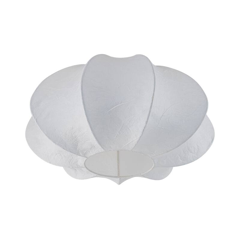 Round Pleated Lantern White Silk Flush Mount Ceiling Light