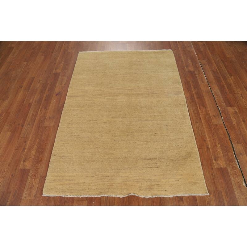 Modern Gabbeh Oriental Foyer Rug Hand-Knotted Contemporary Wool Carpet - 3'5"x 4'11"