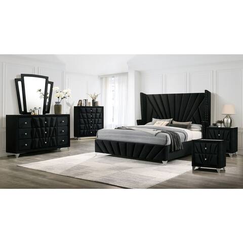 Furniture of America Ambrosia Glam Black 6-Piece Bedroom Set