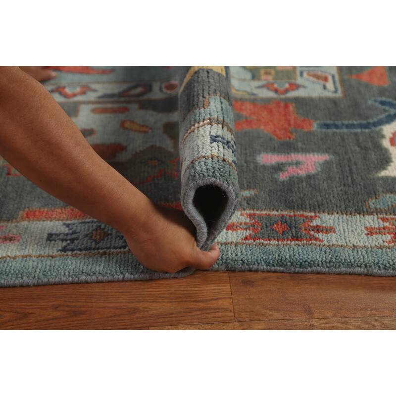 Floral Oushak Indian Area Rug Handmade Wool Carpet - 9'3"x 11'11"