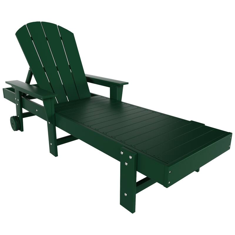 Polytrends Laguna Hdpe All Weather Outdoor Patio Pool Reclining Chaise Lounge With Arms And Wheels