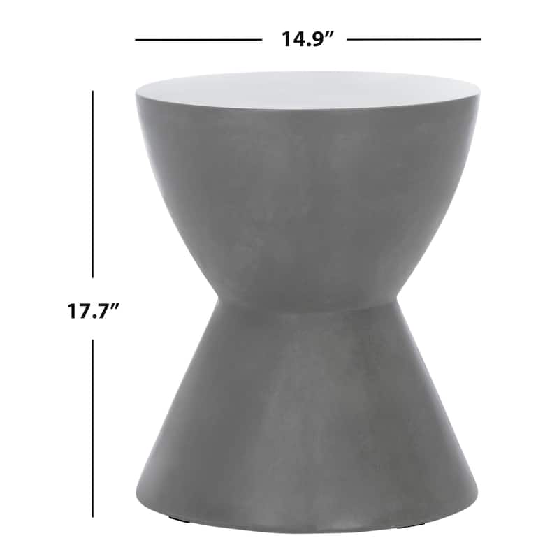 SAFAVIEH Athena Concrete Indoor/Outdoor Accent Table (Dark Grey) - 14.9" x 14.9" x 17.7"