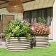 preview thumbnail 10 of 25, Outsunny Galvanized Raised Garden Bed Set of 2, Planters for Outdoor Plants with Safety Edging, Easy-to-assemble Stock Tanks Cream White