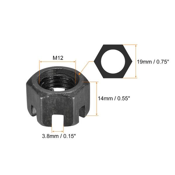 Écrou Hexagonal à Fente M36x1,5 Mm - Acier Carbone Grade 4.8 Noir - Neuf
