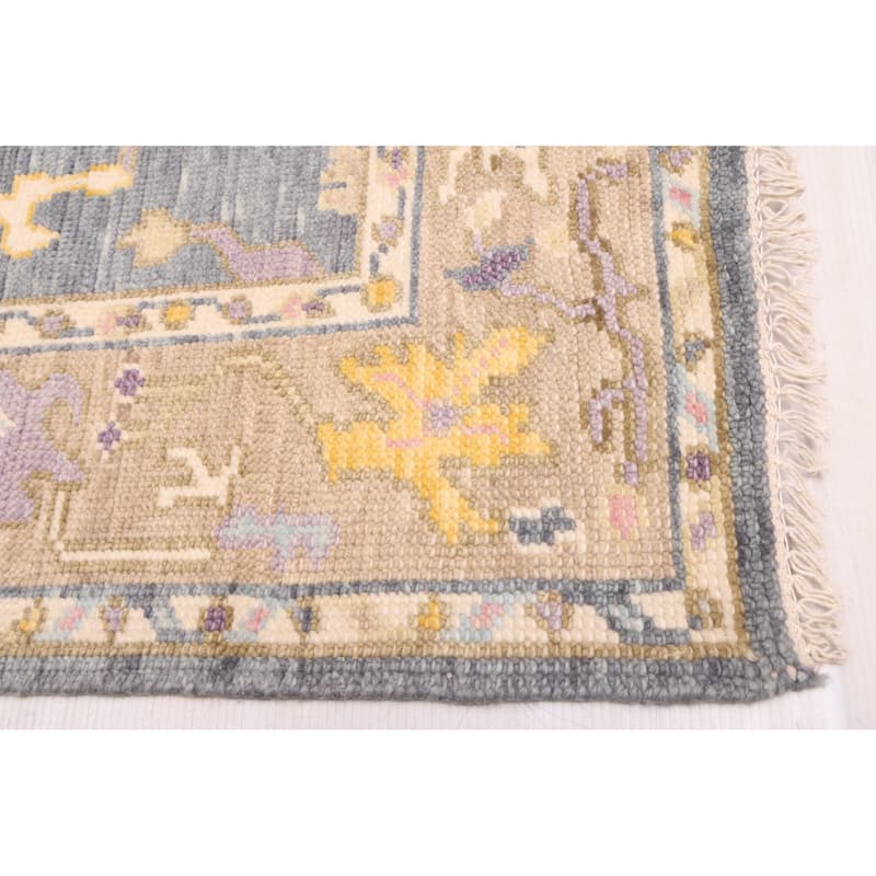 ECARPETGALLERY Hand-knotted Modern Oushak Charcoal Wool Rug - 3'7 x 5'6